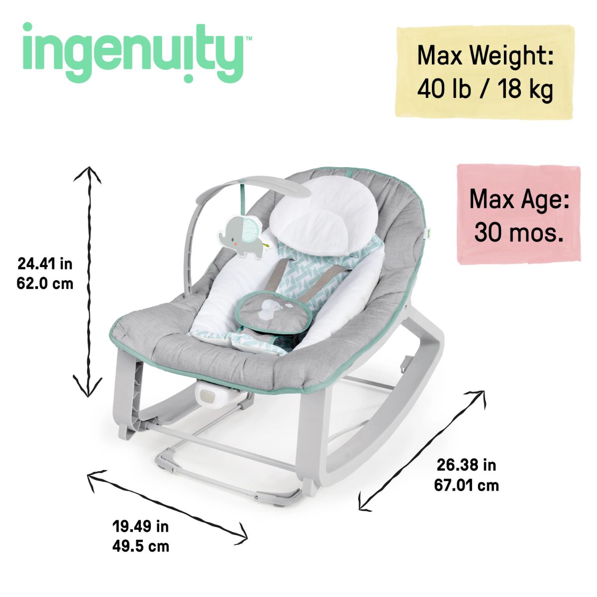 Ingenuity Keep Cozy 3In1 Rocker - Weaver | Mothercare SG